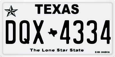 TX license plate DQX4334