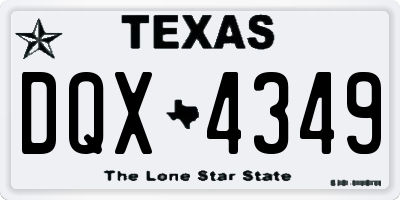 TX license plate DQX4349
