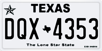 TX license plate DQX4353