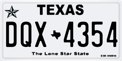 TX license plate DQX4354