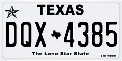 TX license plate DQX4385