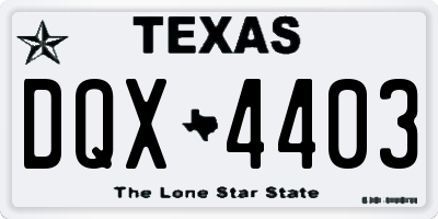TX license plate DQX4403