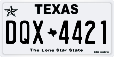 TX license plate DQX4421