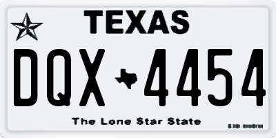 TX license plate DQX4454