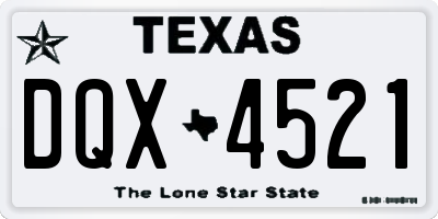 TX license plate DQX4521