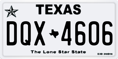 TX license plate DQX4606