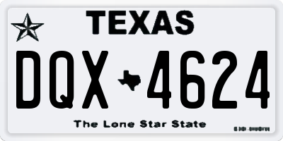 TX license plate DQX4624