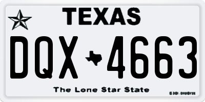 TX license plate DQX4663