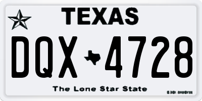 TX license plate DQX4728