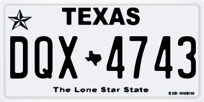 TX license plate DQX4743