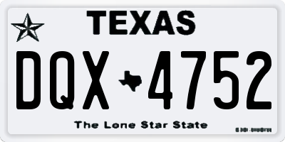 TX license plate DQX4752