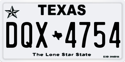 TX license plate DQX4754
