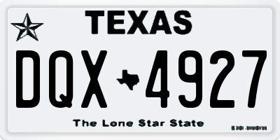 TX license plate DQX4927