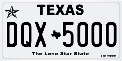 TX license plate DQX5000