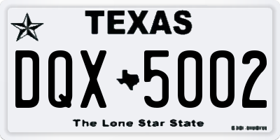 TX license plate DQX5002