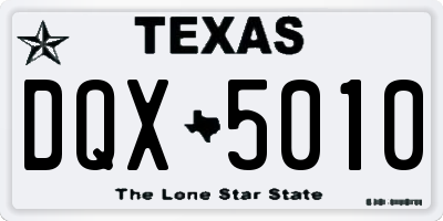 TX license plate DQX5010