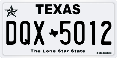 TX license plate DQX5012