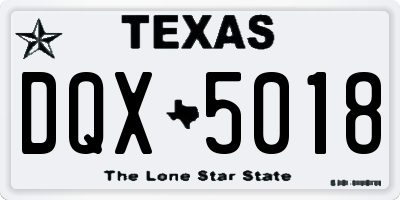 TX license plate DQX5018
