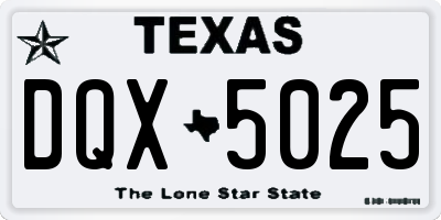 TX license plate DQX5025