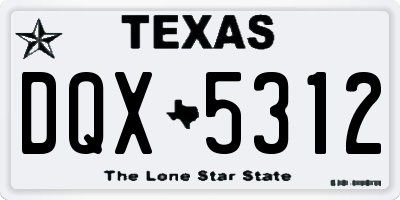 TX license plate DQX5312
