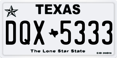 TX license plate DQX5333