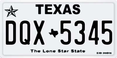 TX license plate DQX5345