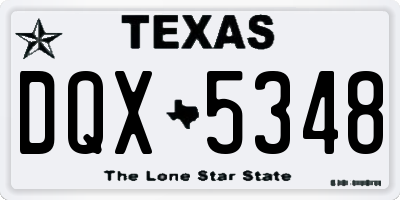 TX license plate DQX5348