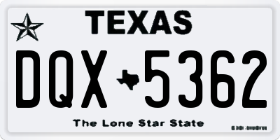 TX license plate DQX5362