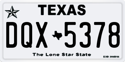 TX license plate DQX5378
