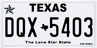 TX license plate DQX5403