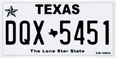 TX license plate DQX5451