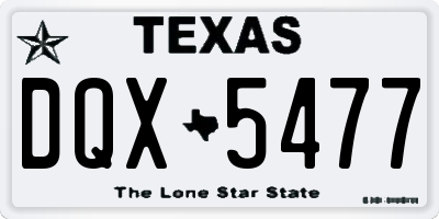 TX license plate DQX5477