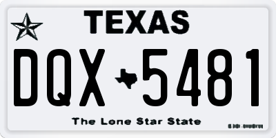 TX license plate DQX5481