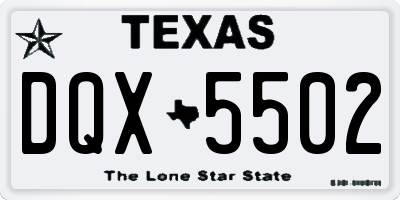 TX license plate DQX5502