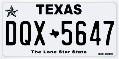 TX license plate DQX5647