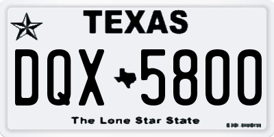 TX license plate DQX5800