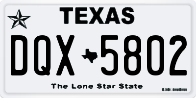 TX license plate DQX5802