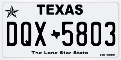TX license plate DQX5803