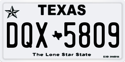 TX license plate DQX5809