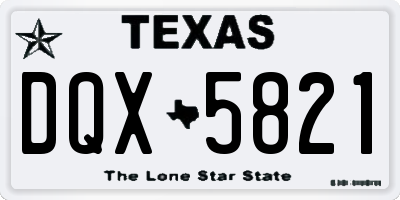 TX license plate DQX5821