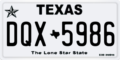 TX license plate DQX5986
