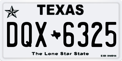 TX license plate DQX6325