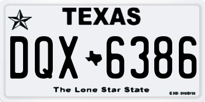 TX license plate DQX6386