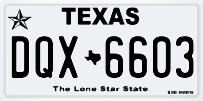 TX license plate DQX6603