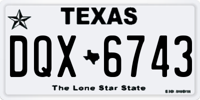 TX license plate DQX6743