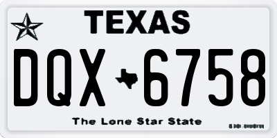 TX license plate DQX6758