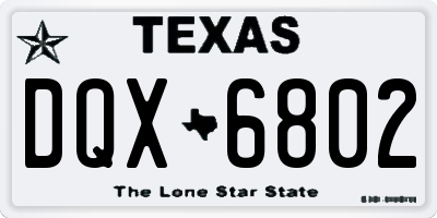 TX license plate DQX6802