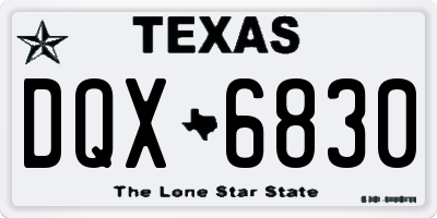 TX license plate DQX6830