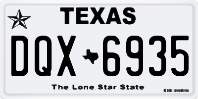 TX license plate DQX6935