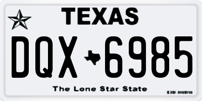 TX license plate DQX6985